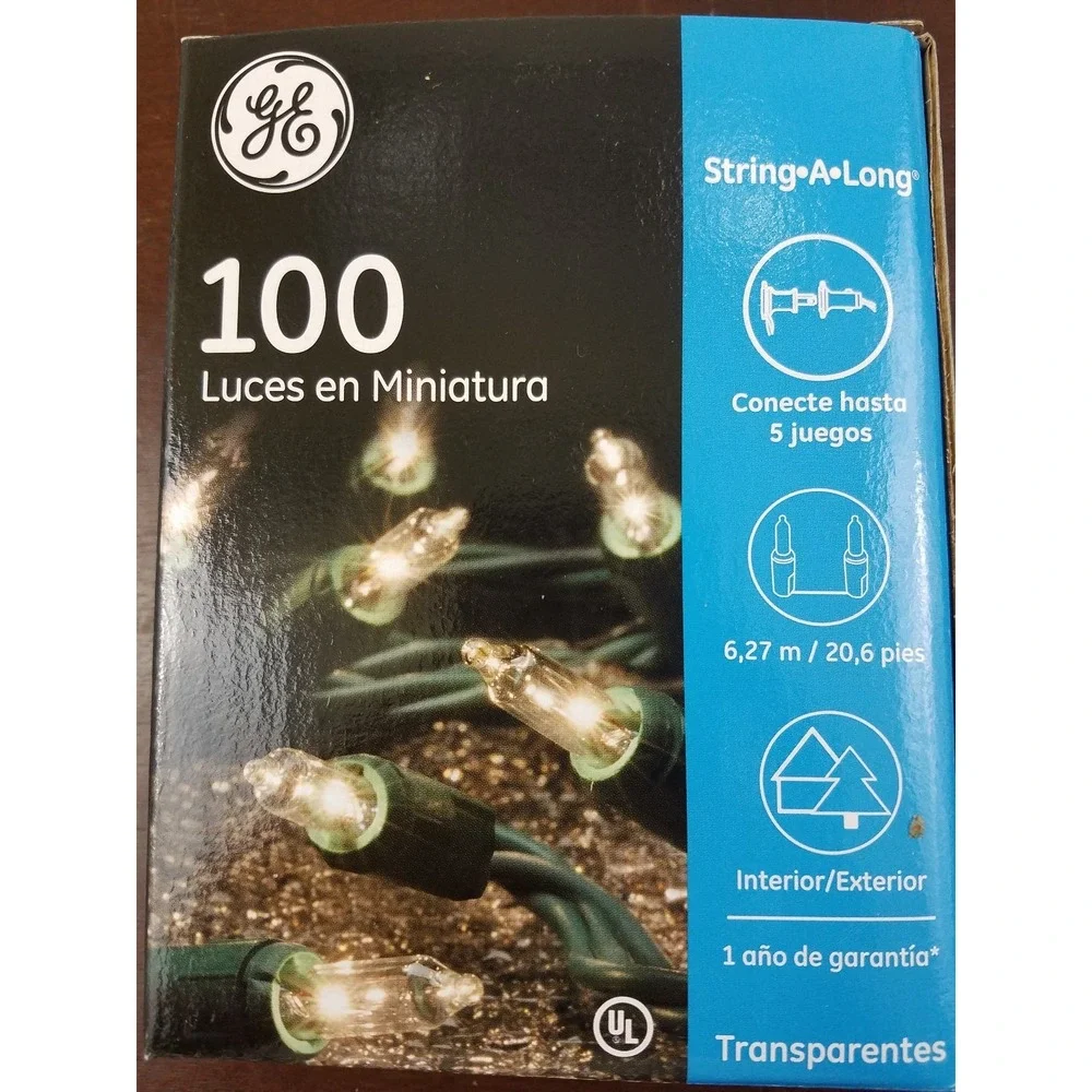 GE StayBright 100ct Clear Mini String Lights Outdoor, Party,Deck,Patio Set Of 10